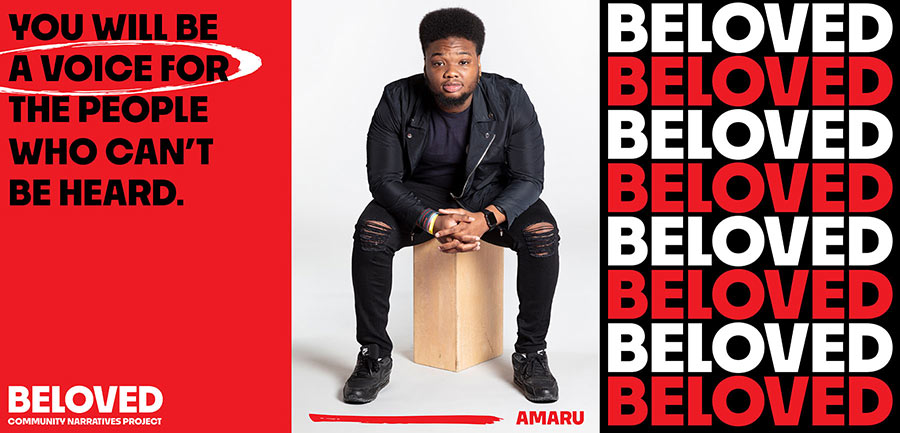 Beloved - portrait of Amaru with an excerpt of his quote emphasizing