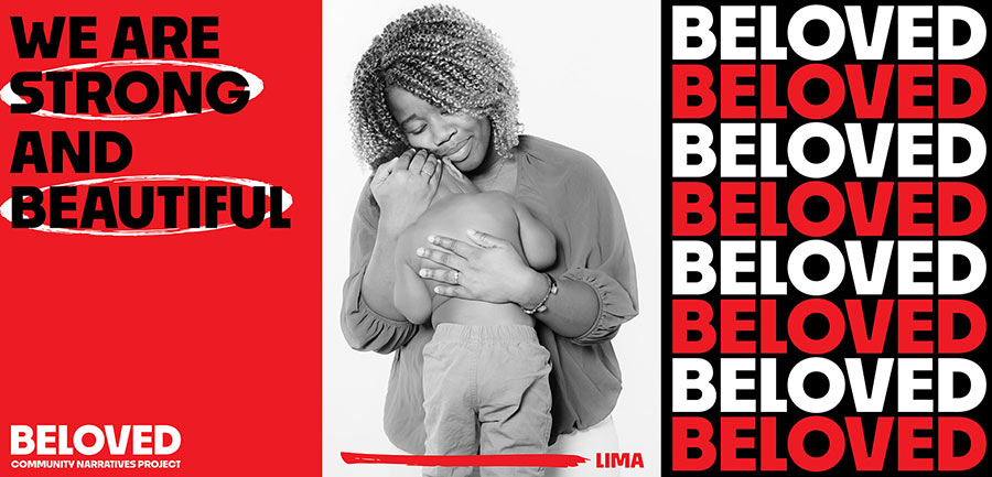 Beloved - portrait of Lima and her son Liam with an excerpt of her quote emphasizing