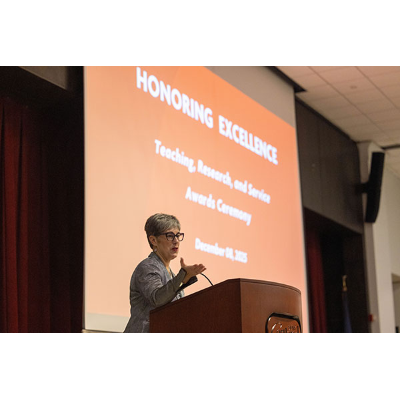 Ann McClellan, provost and vice president for academic affairs, introduced honorees.