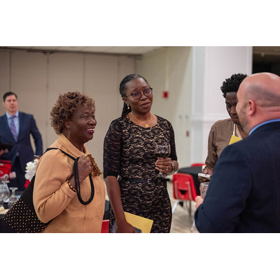 Faculty and staff enjoyed the ceremony’s Hollywood red-carpeted theme.