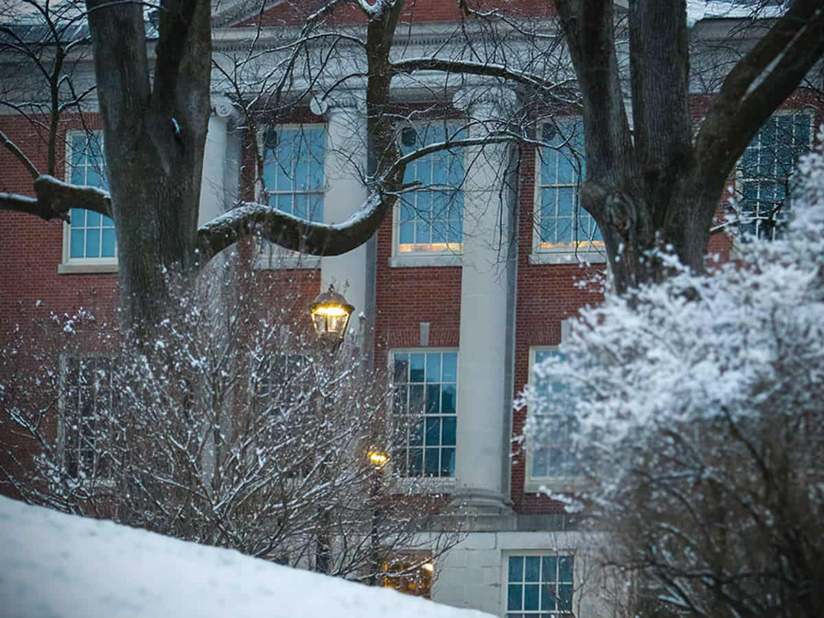 Old Main in the snow