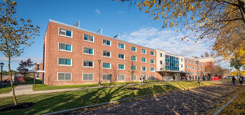 View of Shea Hall from the Service Road