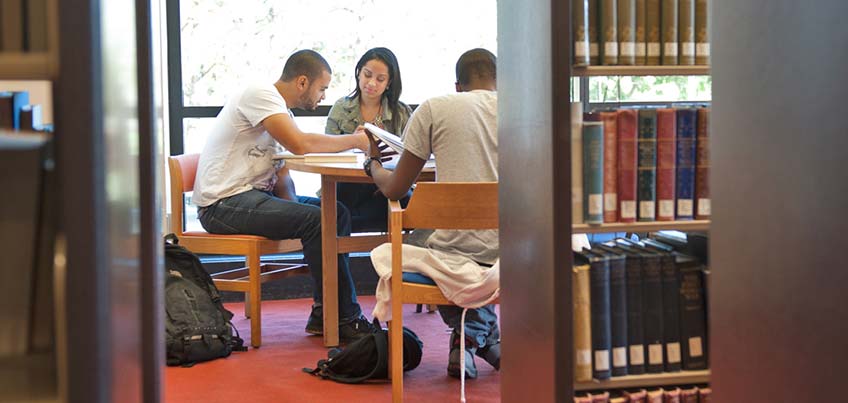 Students studying in the library