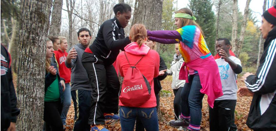 Students working together on an activity course