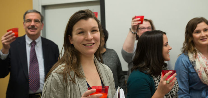 Students and administrators take the thickened liquid challenge