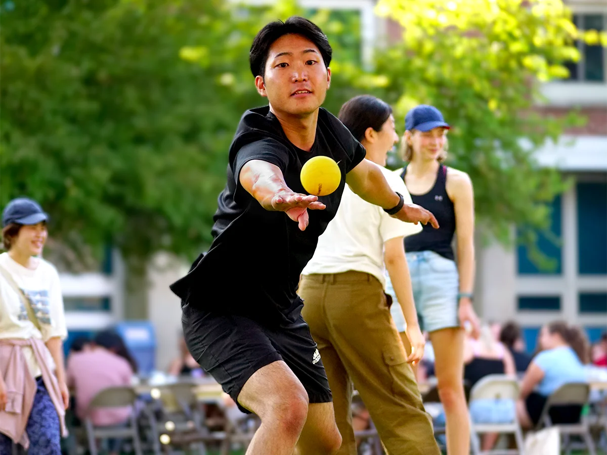student playing Spikeball