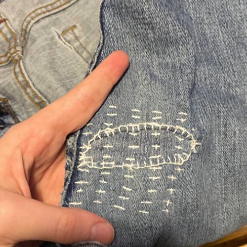 Sashiko stitch mending