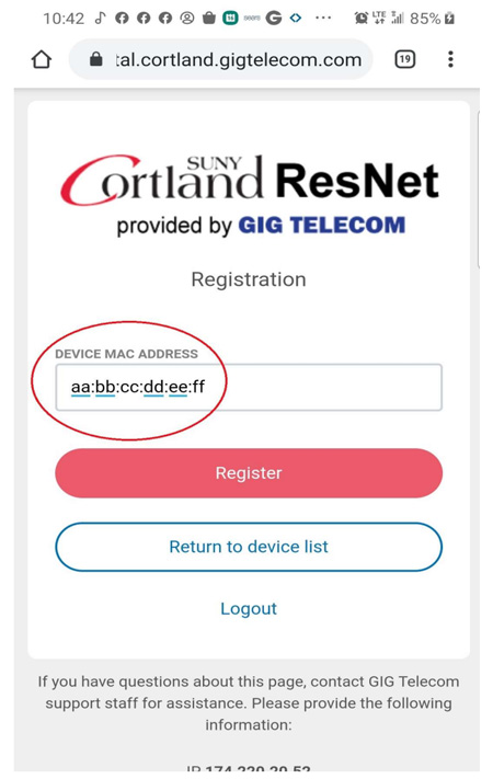 Screenshot showing 