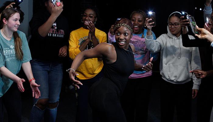 Black Student Union students dancing