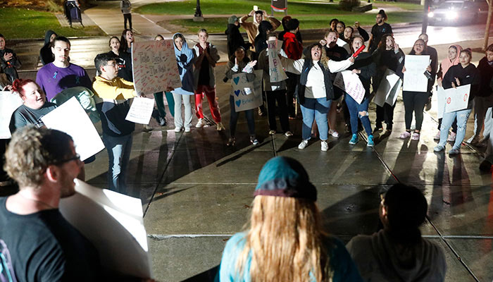 Students at a Take Back the Night rally