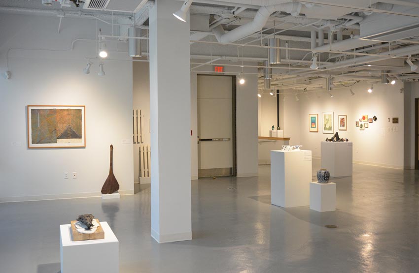 Central space floor view at Dowd Gallery SUNY Cortland. 