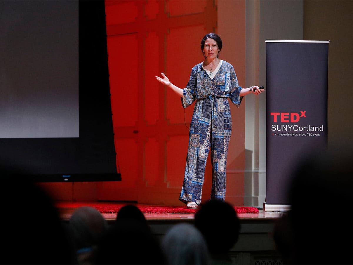 Cortland professor delivering her TEDx talk